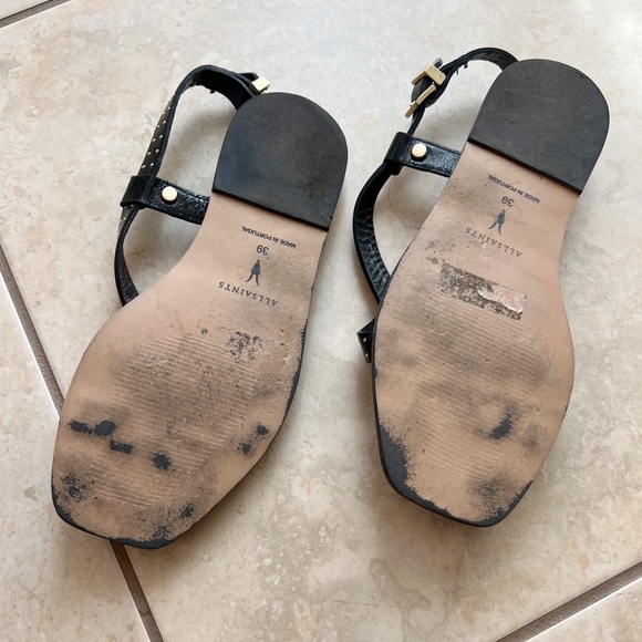 AllSaints Black Studded Sandals - Picture 3 of 3